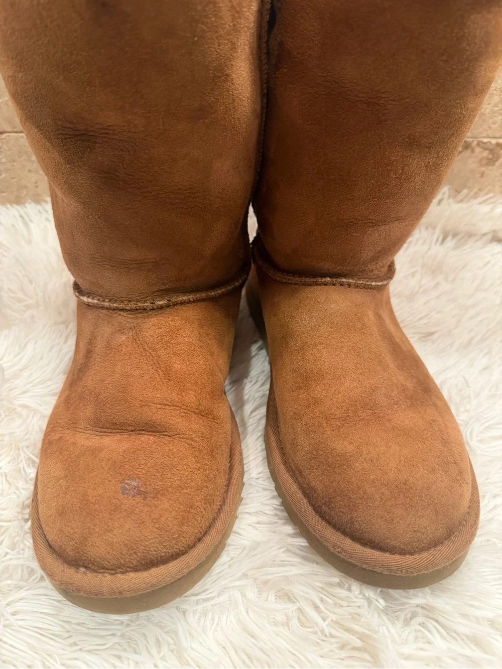 Kids-5 UGGS Tall Women's Suede Winter Boots - Chestnut Brown